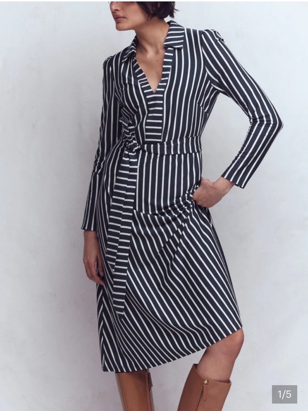 Boden Navy/White Imogen Collared Jersey Dress